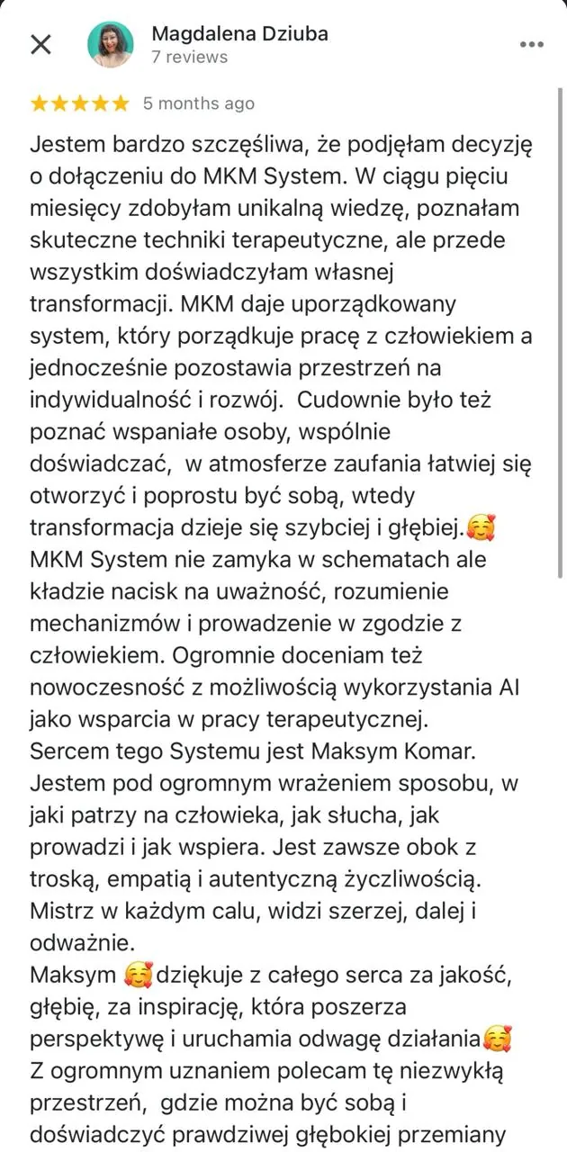 Opinia uczestnika MKM System 1
