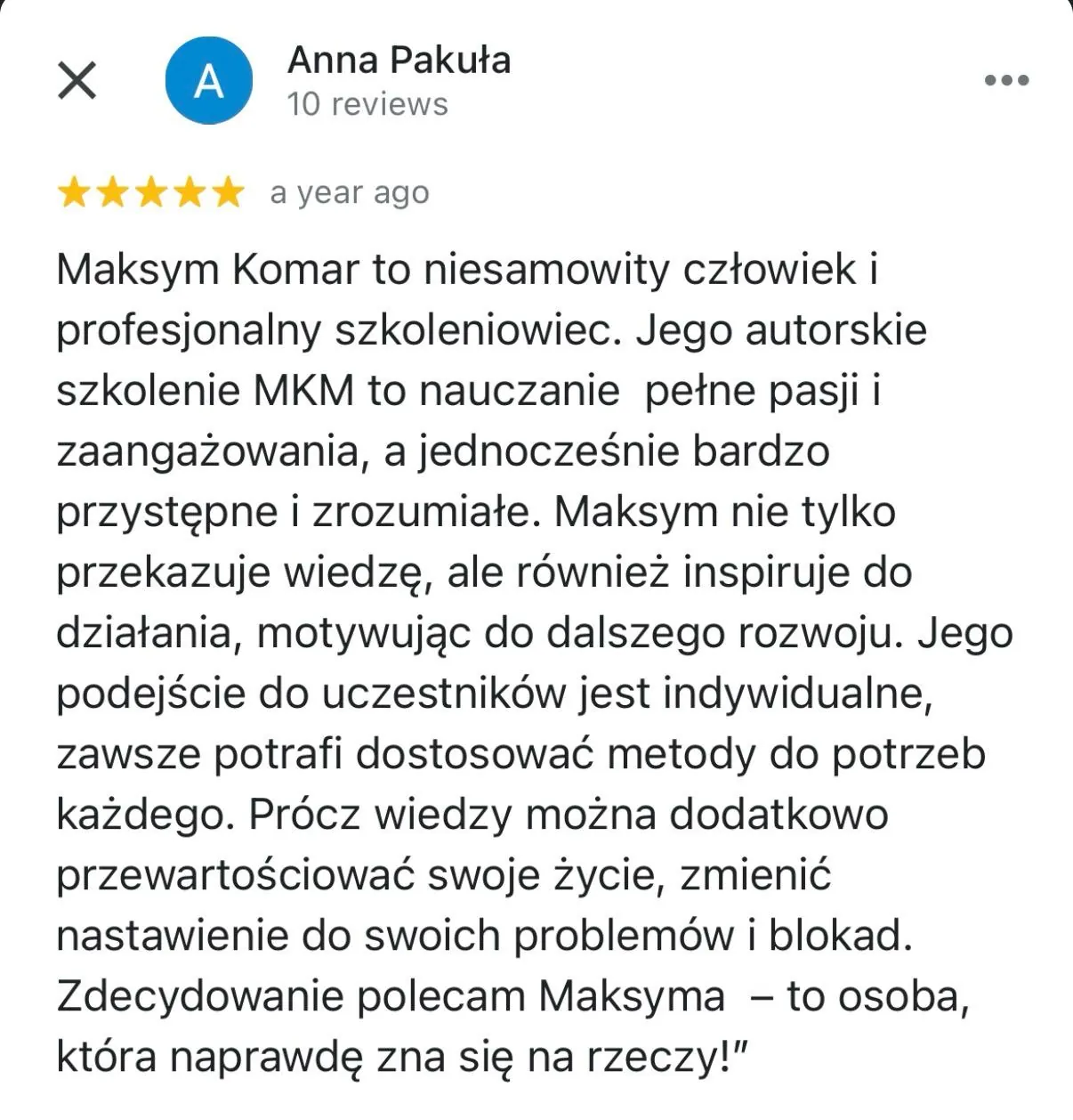 Opinia uczestnika MKM System 18