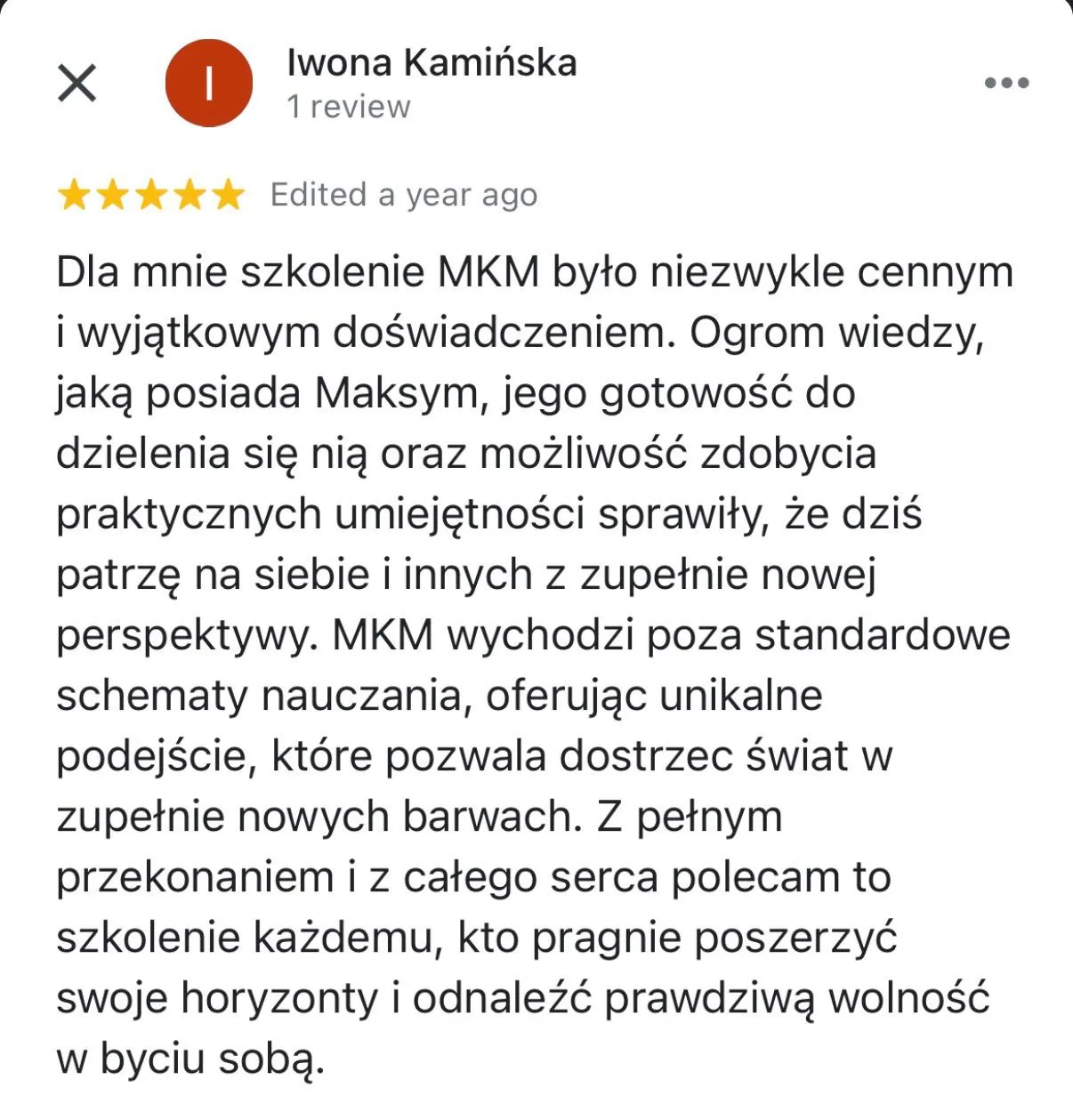 Opinia uczestnika MKM System 20