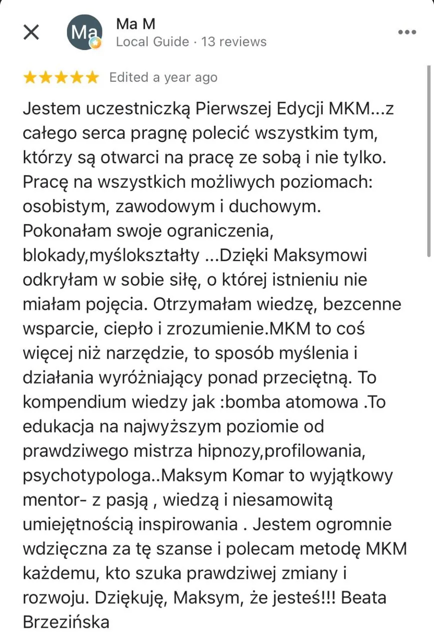 Opinia uczestnika MKM System 23